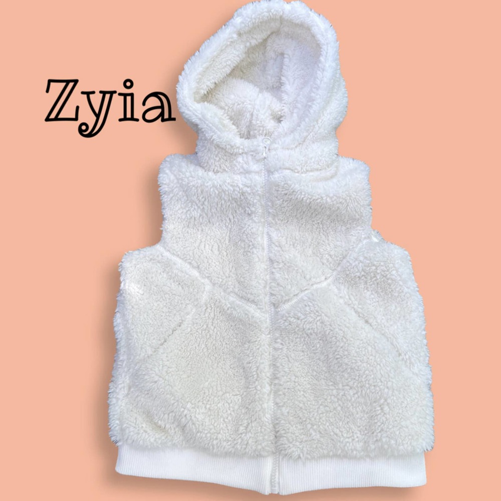ZYIA Kids White Sherpa Hooded Vest